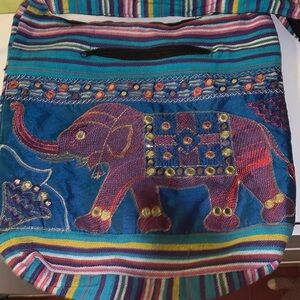 Vintage rare Elephant Embroidered boho Crossbody